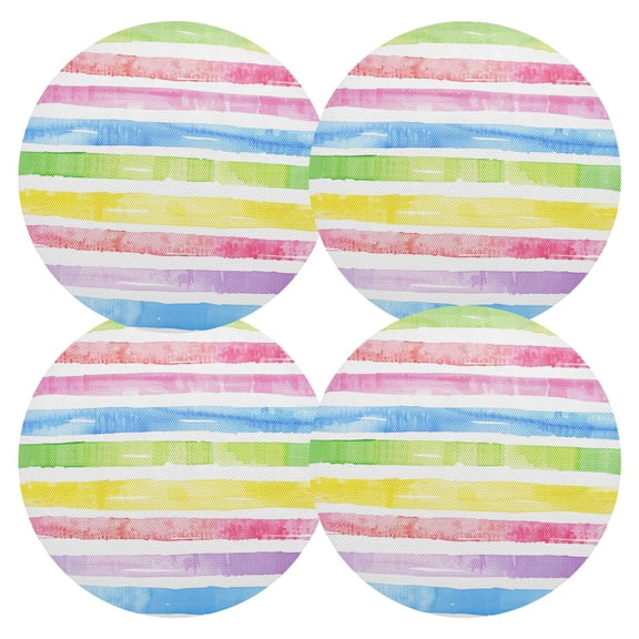 Ryvnso Rainbow Stripes Round Plate Mats Dining Table Placemat Set of 4 for Holiday Decoration