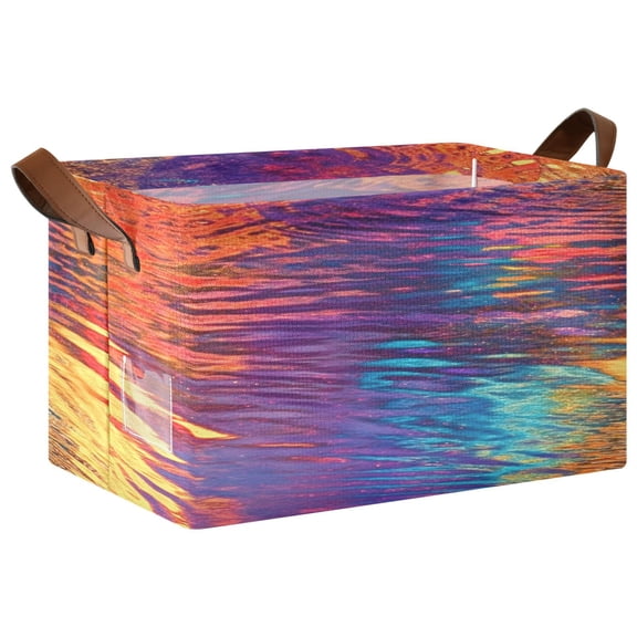 Ryvnso Rainbow Tie Dye Storage Bins Large Basket Foldable Cube Toys Organizer with Handles 1 PC