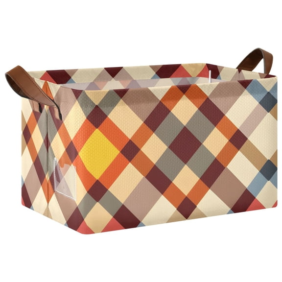 Ryvnso Red Artistic Checkered Pattern Storage Bins Large Basket Foldable Cube Toys Organizer with Handles 1 PC