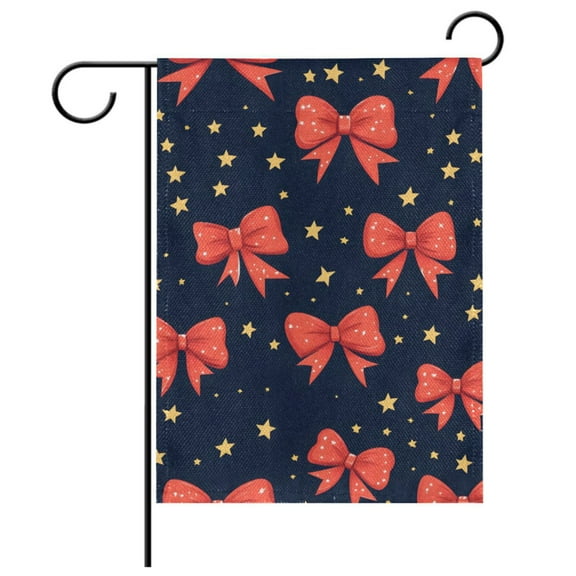 Ryvnso Red Bow Pattern Garden Flag 12x18 Inch Double Sided Seasonal Yard Decoration