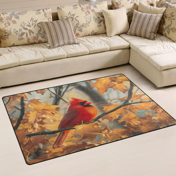 Ryvnso Red Cardinal in Autumn Area Floor Mat Non-Slip Carpet Soft Rugs Doormats 31" x 20"