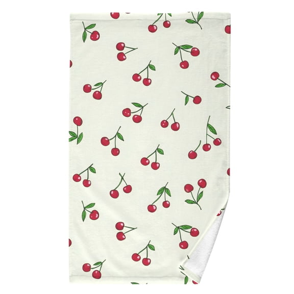 Ryvnso Red Cherries Pattern Cotton Hand Towel Absorbent Face Bath Towels for Beach Pool Sports