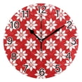 thumbnail image 1 of Ryvnso Red Flower Wall Clock Non Ticking Silent Kitchen Clock Battery Operated Clocks 10 inch, 1 of 7