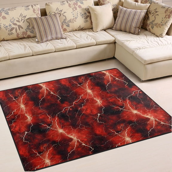 Ryvnso Red Lightning Area Rug Floor Mats Non-Slip Home Carpet 80 x 58 inch