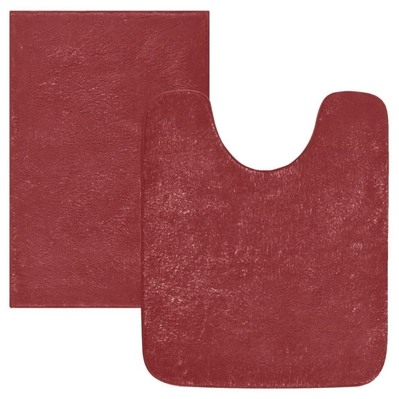 Ryvnso Red Pattern Bathroom Shaggy Rugs Toilet Mat Soft Contour Rug