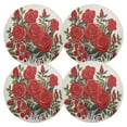 thumbnail image 1 of Ryvnso Red Roses Flowers Round Plate Mats Dining Table Placemat Set of 4 for Holiday Decoration, 1 of 7