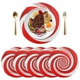 thumbnail image 1 of Ryvnso Red and White Geometry Spiral Round Plate Mats Dining Table Placemat Set of 6 for Holiday Decoration, 1 of 7
