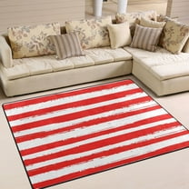 Ryvnso Red and White Stripes Area Floor Rugs Soft Non-Slip Large Mats Nursery Carpets 63" x 48"