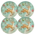 thumbnail image 1 of Ryvnso Reindeer Christmas Round Plate Mats Dining Table Placemat Set of 4 for Holiday Decoration, 1 of 7