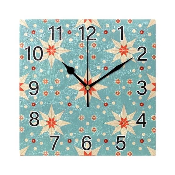 Ryvnso Retro Abstract Floral Wall Clock Square Silent Non-Ticking Battery Operated 7.78"