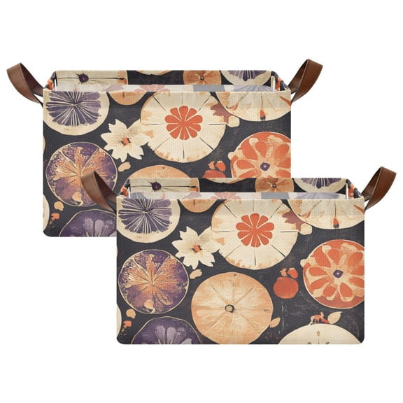 Ryvnso Retro Boho Pattern Storage Bins Large Basket Foldable Cube Toys Organizer with Handles 2 PCs