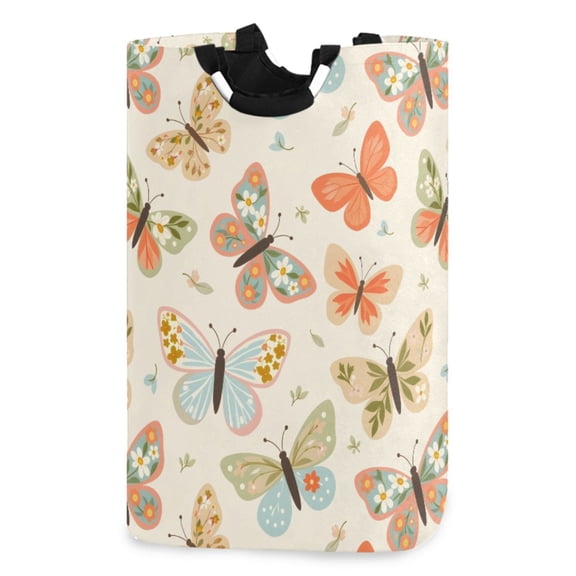 Ryvnso Retro Butterfly Pattern Large Storage Basket with Handles Collapsible Organizer Bin Laundry Hamper