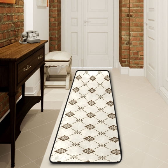 Ryvnso Retro Checkered Grid Pattern Hallway Runner Rugs Floor Carpet Non Slip Entryway Mat 2' x 6'