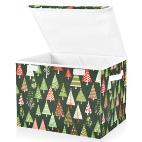 Ryvnso Retro Christmas Trees Storage Bins Lidded Foldable Organizer Containers Baskets Cube