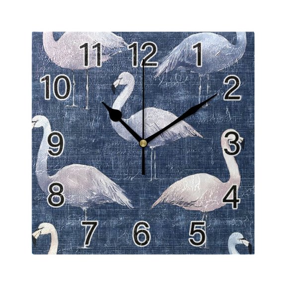 Ryvnso Retro Flamingoes Wall Clock Square Silent Non-Ticking Battery Operated 7.78"