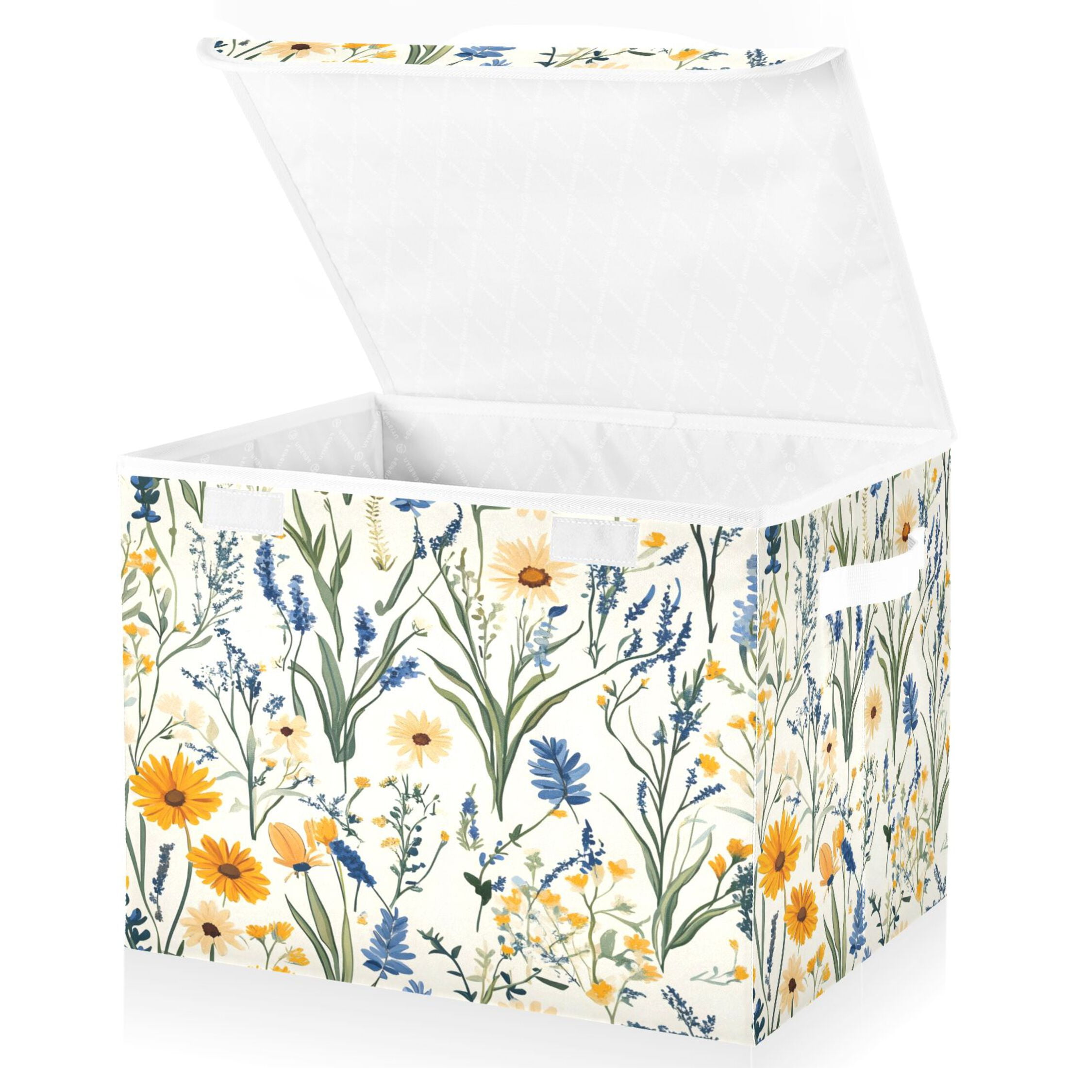 Ryvnso Retro Floral-a1 Large Lidded Foldable Storage Baskets Cubes Boxes Lids Bin for Home