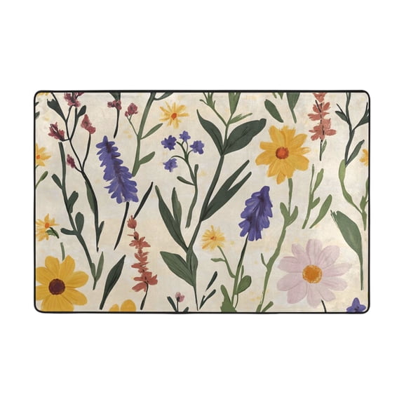 Ryvnso Retro Floral-a5 Area Floor Mats Large Nursery Rugs Non-Slip Carpets Doormat 36" x 24"