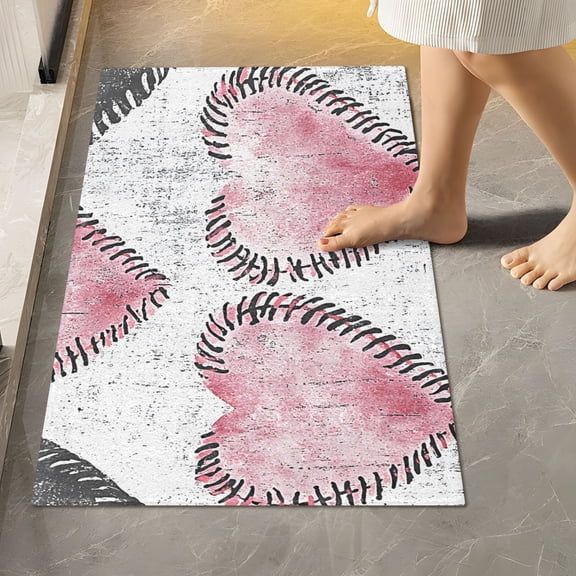 Ryvnso Retro Hearts Bathroom Shaggy Rugs Toilet Rectangle Mat Soft Contour Rug 24"x16"
