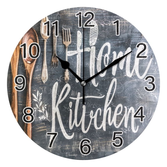 Ryvnso Retro Home Kitchen on Wood Wall Clock Non Ticking Silent Kitchen Clock Battery Operated Clocks 10 inch