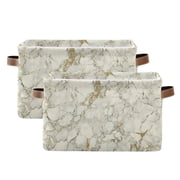 Ryvnso Retro Marble Storage Basket Large Bin Foldable Boxes Toys Organizer 14.2x10.2x8.3in 2 PCs
