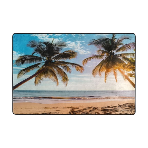 Ryvnso Retro Palm Tree Sunset Beach Area Floor Mats Large Nursery Rugs Non-Slip Carpets Doormat 36" x 24"