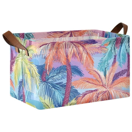 Ryvnso Retro Palm Tree-a1 Storage Bins Large Basket Foldable Cube Toys Organizer with Handles 1 PC