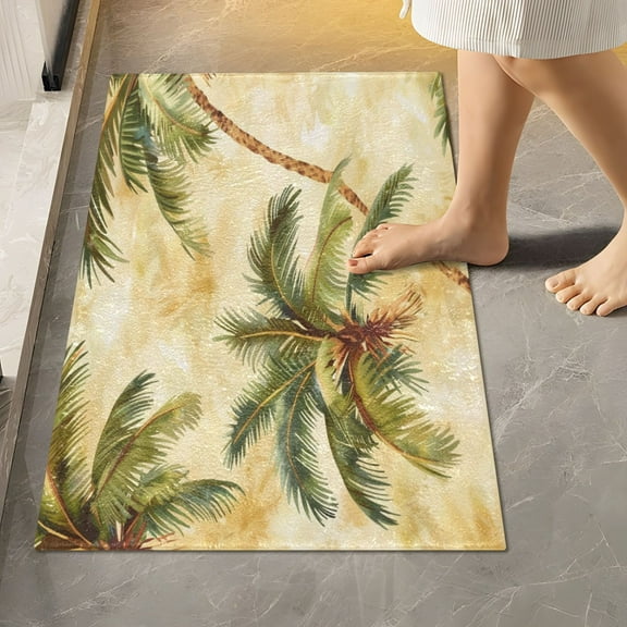 Ryvnso Retro Palm Trees Bathroom Shaggy Rugs Toilet Rectangle Mat Soft Contour Rug 24"x16"