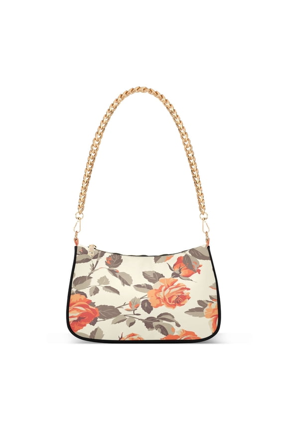 Retro Rose Womens Chain Shoulder Bag Tote Handbags Clutch Hobo Purse with Zipper for Travel