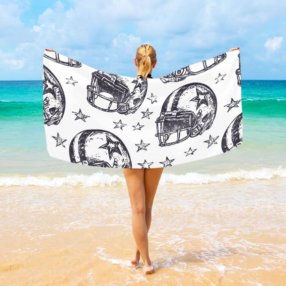 Ryvnso Retro Rugby Football Beach Towel Quick Dry Swimming Yoga Beach Towels Large Sand Free Microfiber Towel 31"W x 71"L