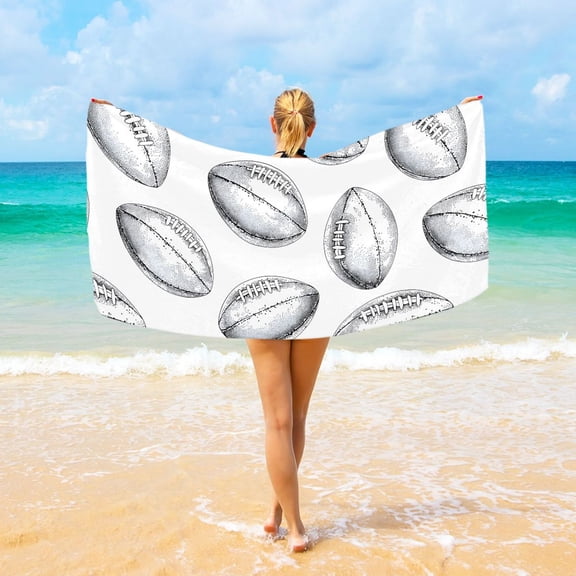 Ryvnso Retro Rugby Football Beach Towel Quick Dry Swimming Yoga Beach Towels Large Sand Free Microfiber Towel 31"W x 71"L