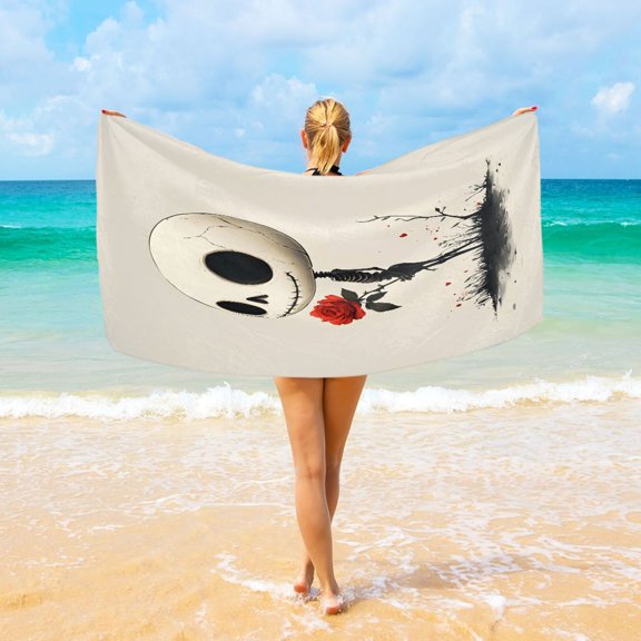 Ryvnso Retro Skull Beach Towel Quick Dry Swimming Yoga Beach Towels Large Sand Free Microfiber Towel 31"W x 71"L