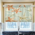 thumbnail image 1 of Ryvnso Retro Starfish Half Curtains Sets Tier 2 Panels Short Curtain Rod Pocket 27"W x 36"L, 1 of 7
