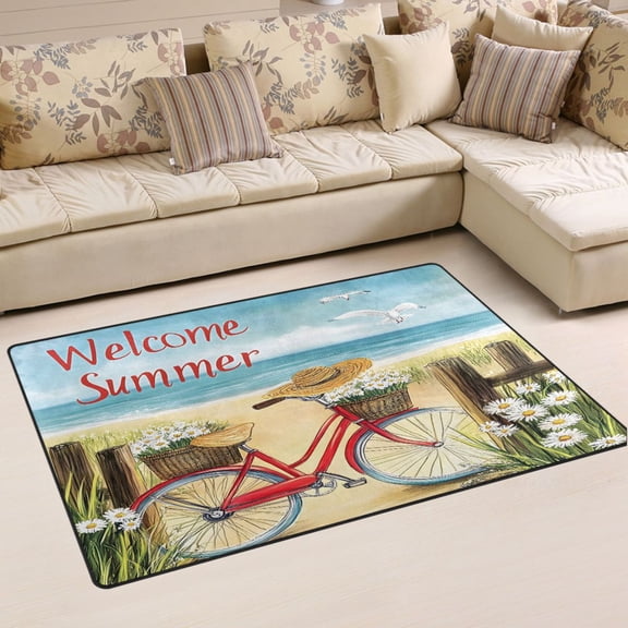 Ryvnso Retro Summer Beach Area Floor Mat Non-Slip Carpet Soft Rugs Doormats 31" x 20"