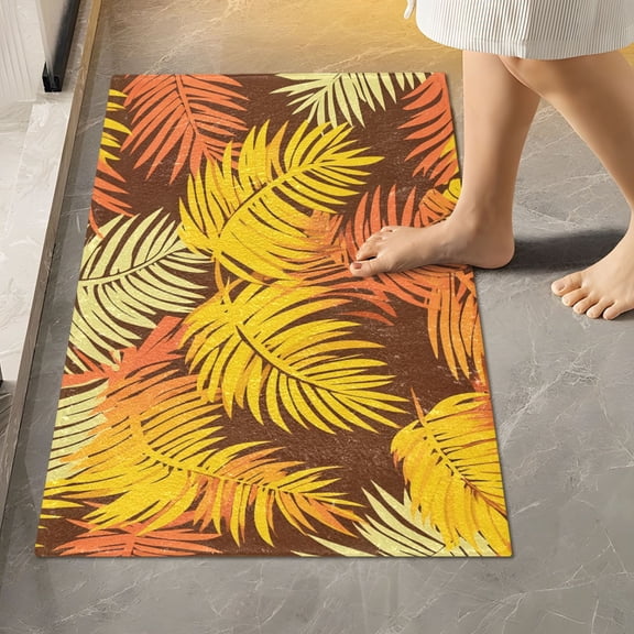 Ryvnso Retro Tropical Palm Tree Bathroom Shaggy Rugs Toilet Rectangle Mat Soft Contour Rug 24"x16"