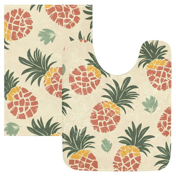 Ryvnso Retro Tropical Pineapple Bathroom Shaggy Rugs Toilet Mat Soft Contour Rug
