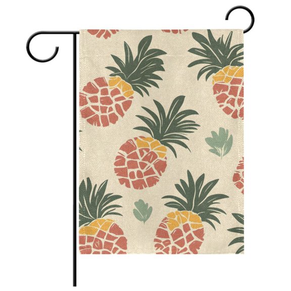 Ryvnso Retro Tropical Pineapple Pattern Garden Flag 12x18 Inch Double Sided Seasonal Yard Decoration