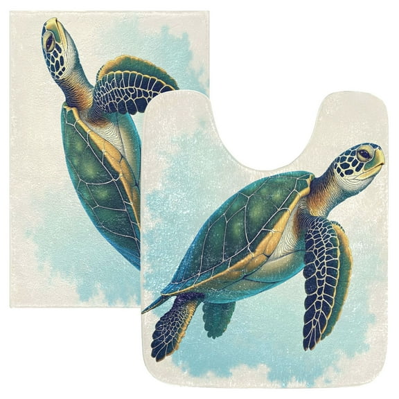 Ryvnso Retro Turtle Bathroom Shaggy Rugs Toilet Mat Soft Contour Rug