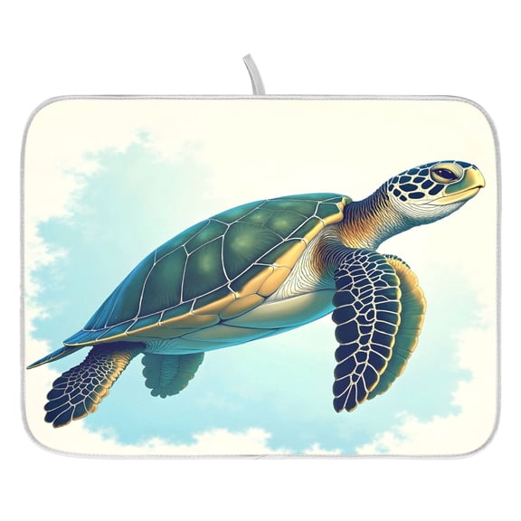 Ryvnso Retro Turtle Dish Drying Mat for Kitchen Countertop 16x18 Small Dish Pad Drainer Rack Dish Sink Mats