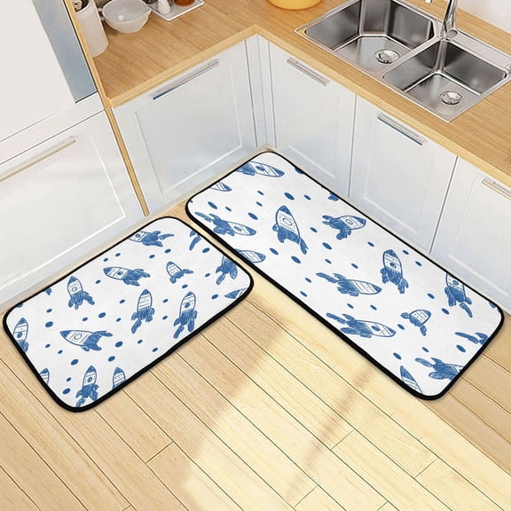 Ryvnso Rockets Kitchen Rugs Set Non Slip Runner Mats for Dining Room