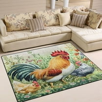 Ryvnso Rooster in Grass Area Floor Rugs Soft Non-Slip Large Mats Nursery Carpets 63" x 48"