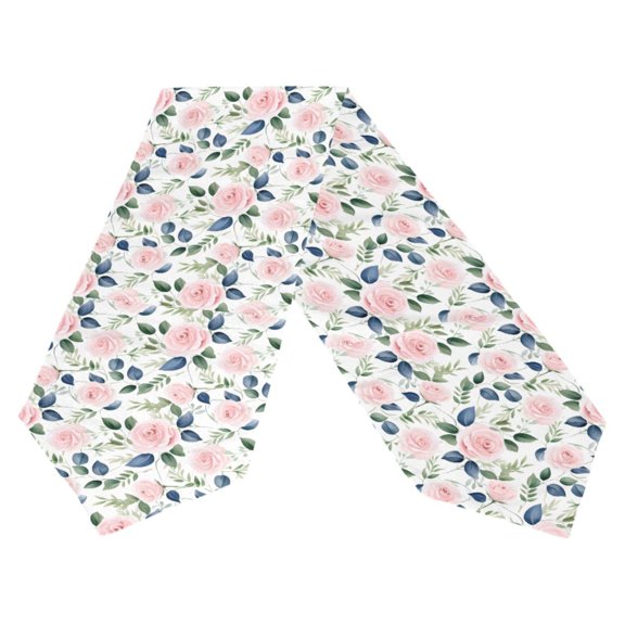 Ryvnso Rose Flowers Pink with Leaves Table Runner Tablecloth Home Decoration 13 x 70 inches