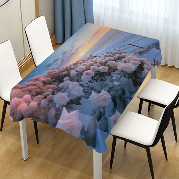 Ryvnso Rose Flowers on Snow Rectangle Table Cloth Tablecover Dinning Tablecloth 54"x54"