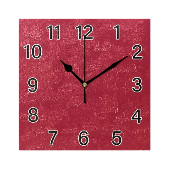 Ryvnso Rose Red Solid Wall Clock Square Silent Non-Ticking Battery Operated 7.78"