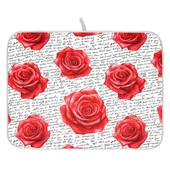 Ryvnso Rose Retro Flower Dish Drying Mat for Kitchen Countertop 16x18 Small Dish Pad Drainer Rack Dish Sink Mats