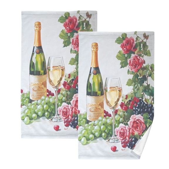 Ryvnso Roses Flower Wine Cotton Hand Towels Sets Face Towel 2 PCs Bathroom Decorative