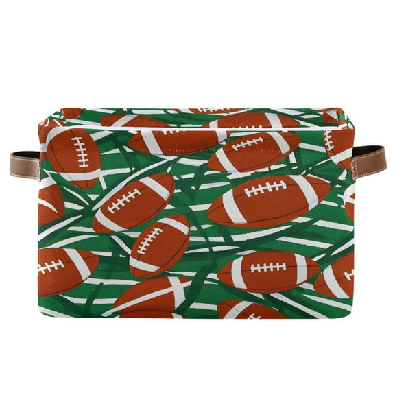 Ryvnso Rugby Balls Football Storage Basket Large Bin Foldable Boxes Toys Organizer 14.2x10.2x8.3in 1 PC