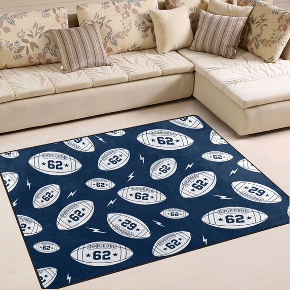 Ryvnso Rugby Cool Football Area Rug Floor Mats Non-Slip Home Carpet 80 x 58 inch