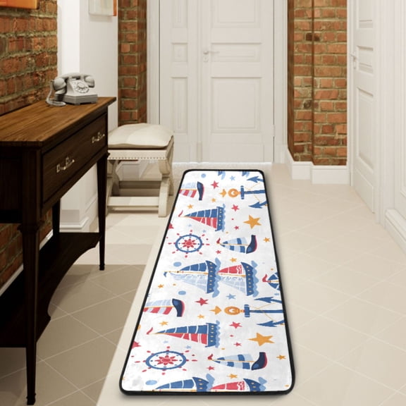 Ryvnso Sailing Ship Hallway Runner Rugs Floor Carpet Non Slip Entryway Mat 2' x 6'