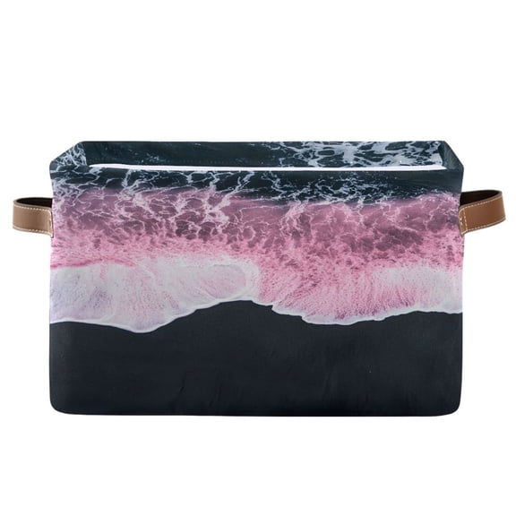 Ryvnso Sand Beach Landscape Storage Basket Large Bin Foldable Boxes Toys Organizer 14.2x10.2x8.3in 1 PC