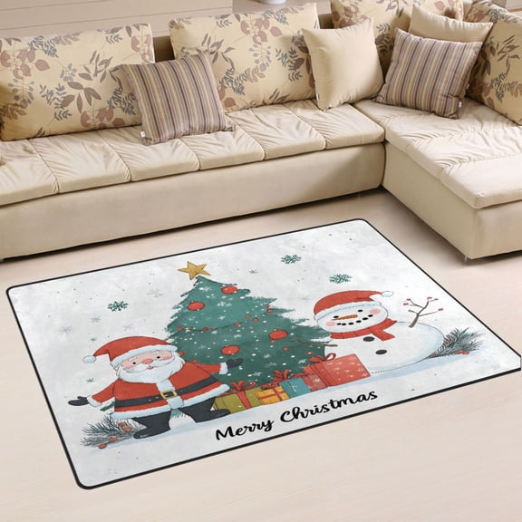 Ryvnso Santa Claus Snowman Area Floor Mat Non-Slip Carpet Soft Rugs Doormats 31" x 20"